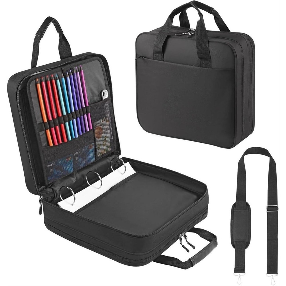 Trapper Keeper 3 Ring Zipper Binder Waterproof with Soft Detachable Strap Black